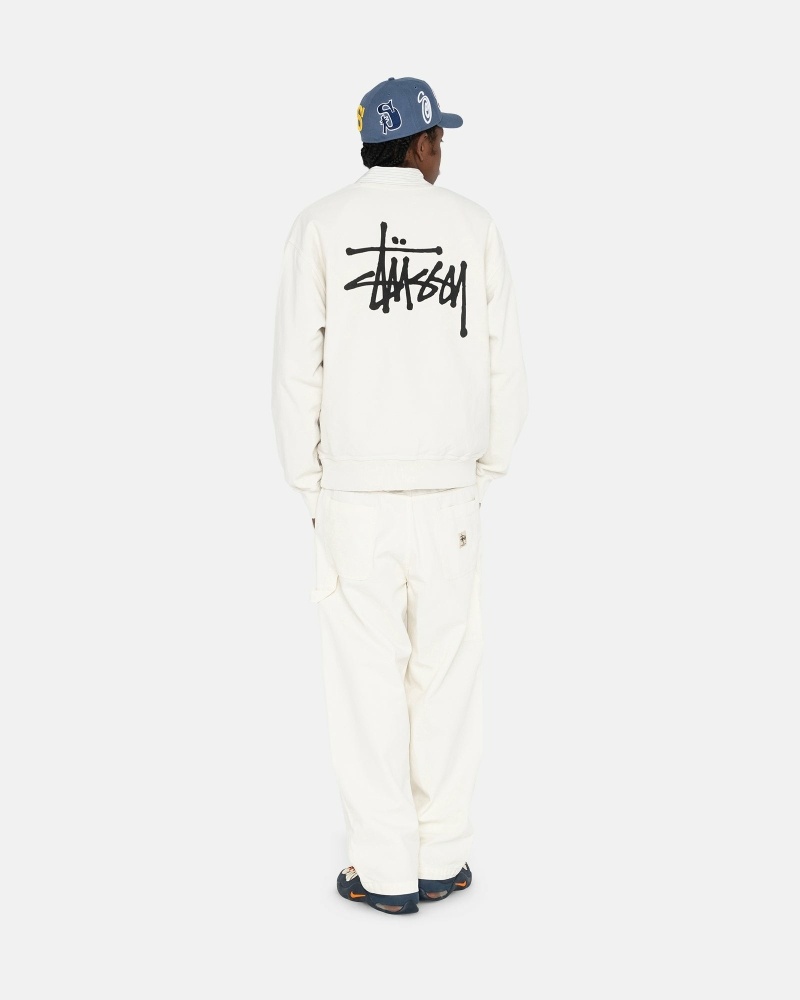 Beige Men's Stussy Basic Crew Hoodies | AU0000007