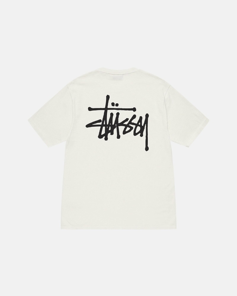 Beige Men\'s Stussy Basic Pigment Dyed T Shirts | AU0000105