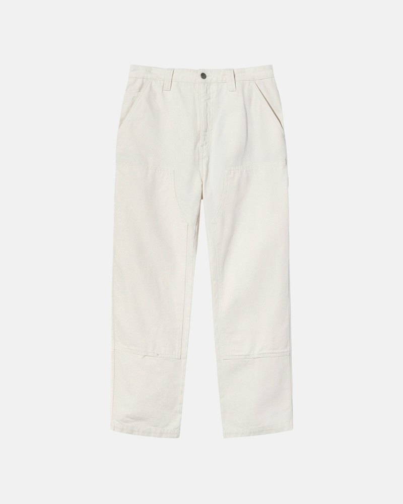 Beige Men\'s Stussy Canvas Work Pants | AU0000550