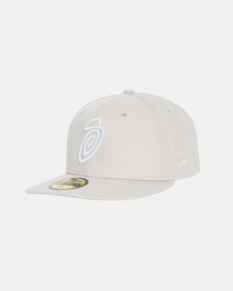 Beige Men's Stussy Curly S 59Fifty New Era Caps | AU0000428