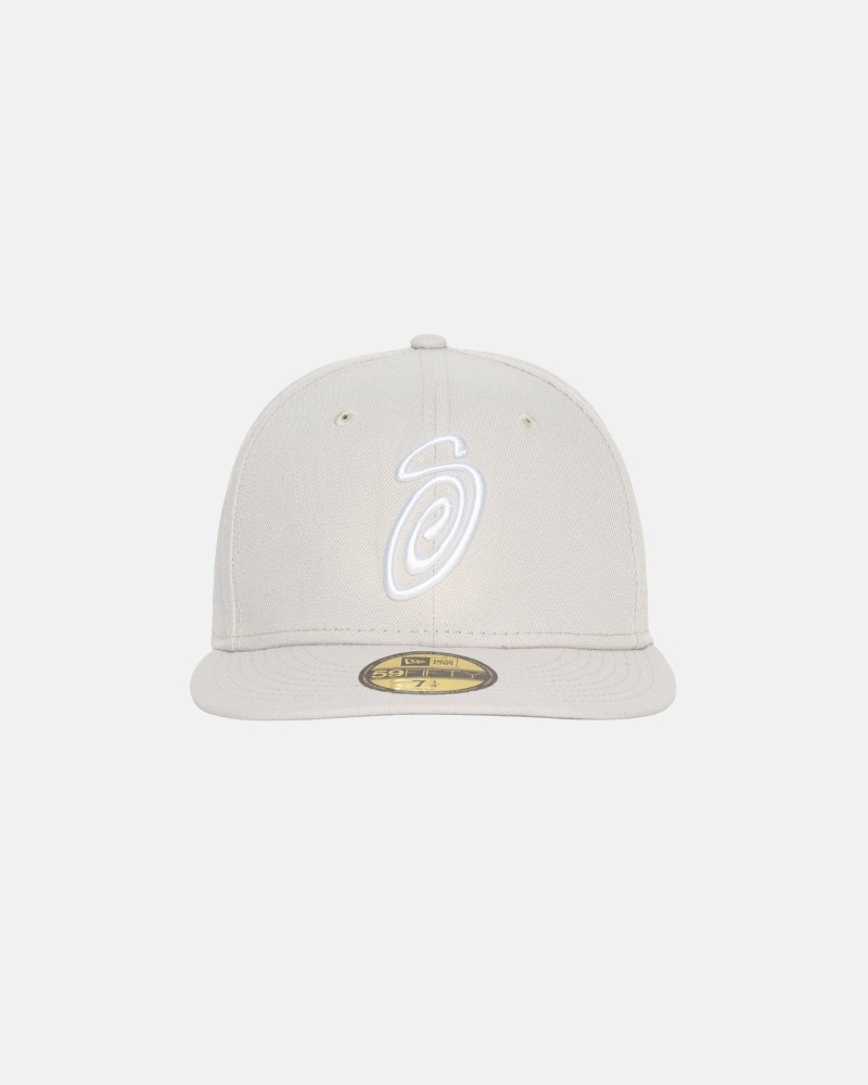 Beige Men\'s Stussy Curly S 59Fifty New Era Caps | AU0000428