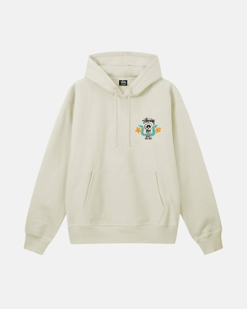 Beige Men's Stussy Skull Crest Hoodies | AU0000064