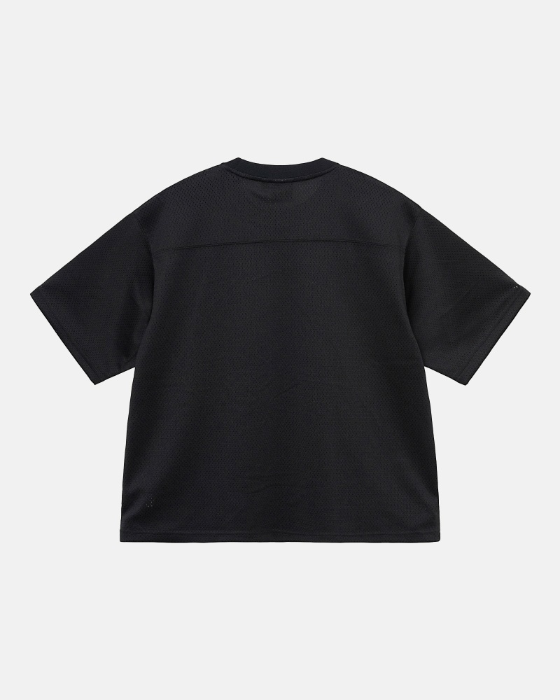 Black Men's Stussy 4X4 Mesh Football Jersey T Shirts | AU0000091