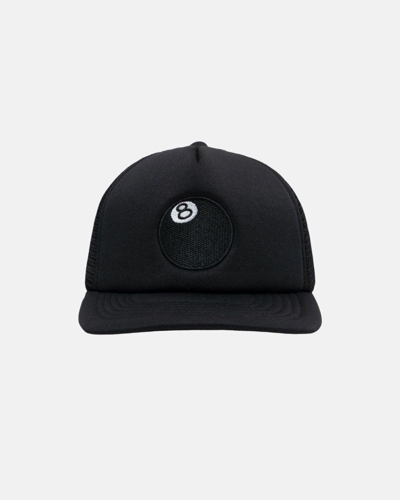 Black Men\'s Stussy 8 Ball Trucker Caps | AU0000371