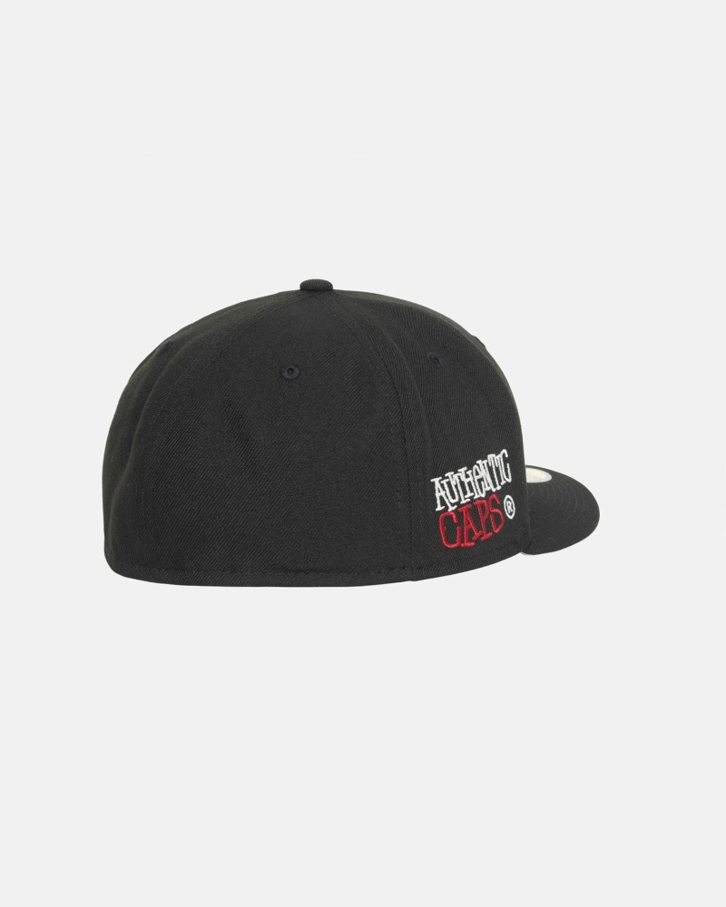 Black Men's Stussy Authentic New Era Caps | AU0000377