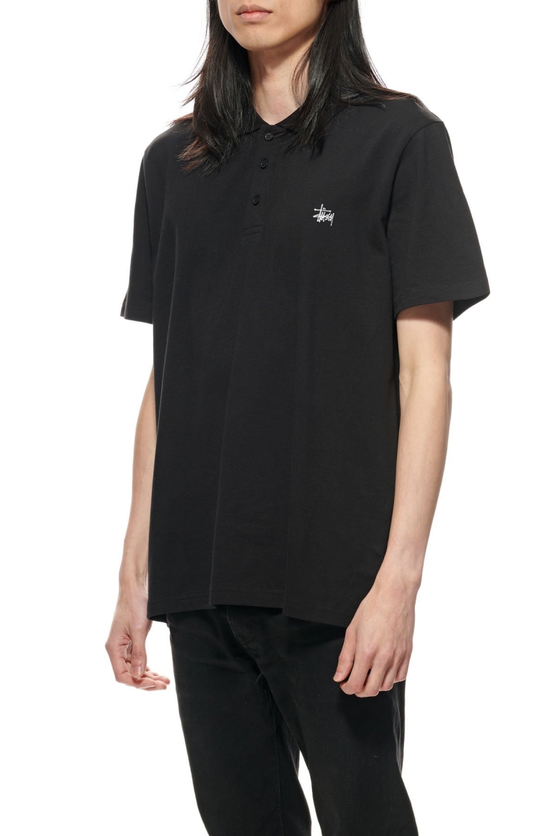 Black Men's Stussy Authentic SS Polo Shirts | AU0000294