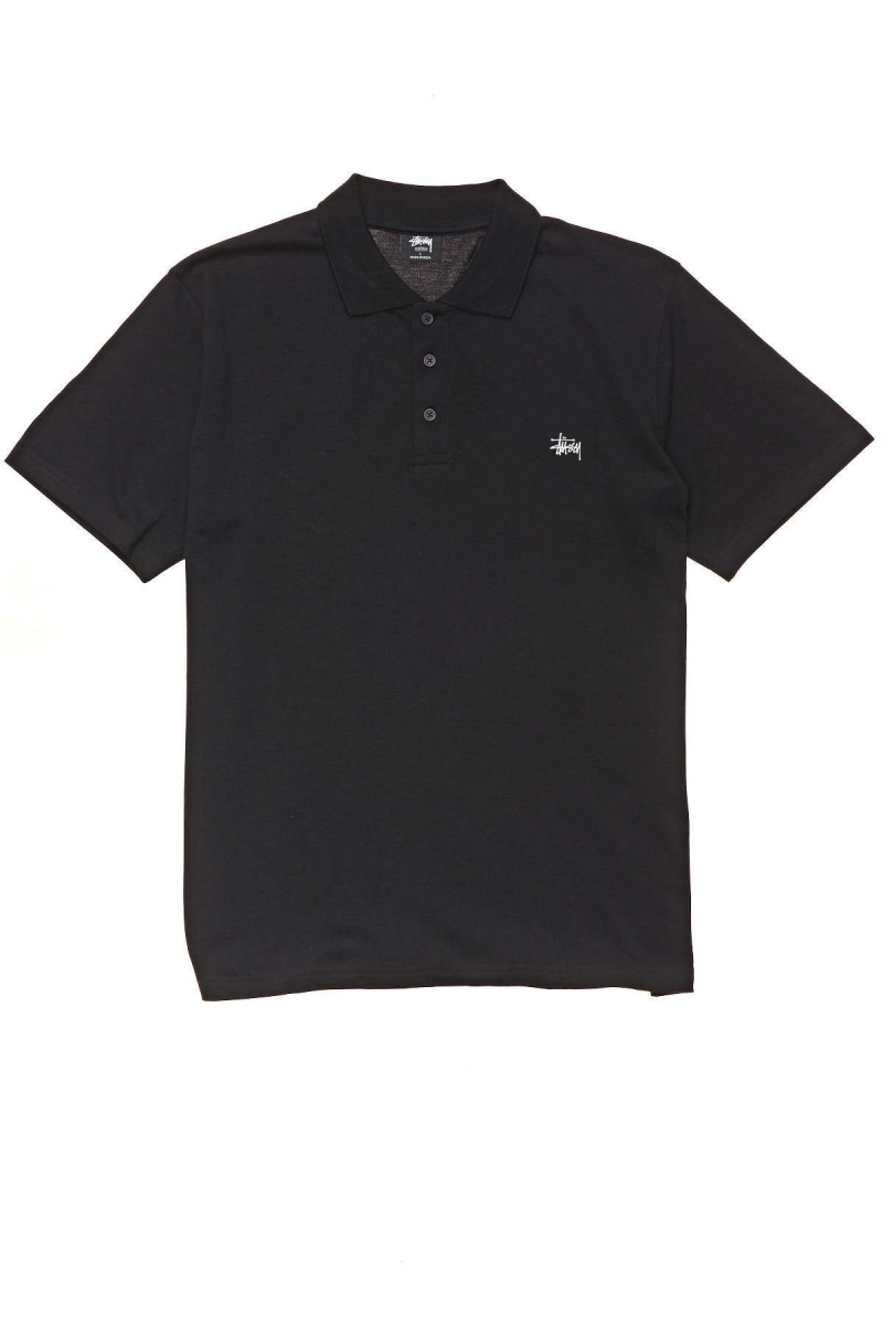 Black Men\'s Stussy Authentic SS Polo Shirts | AU0000294