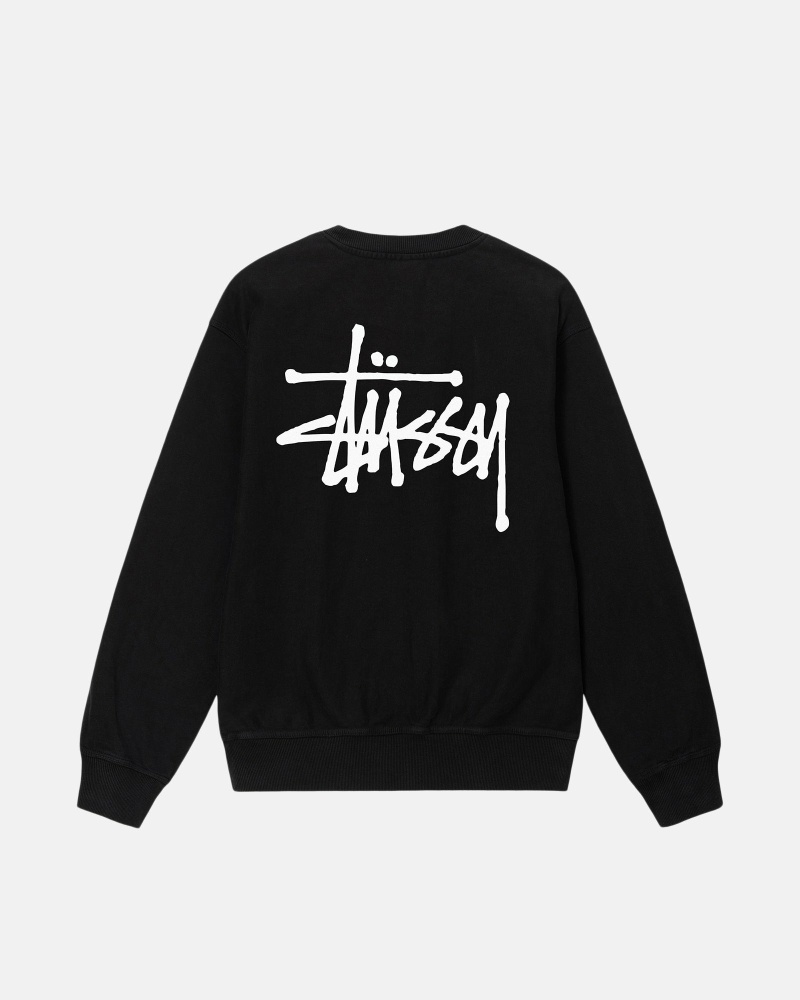 Black Men\'s Stussy Basic Pigment Dyed Crew Hoodies | AU0000001