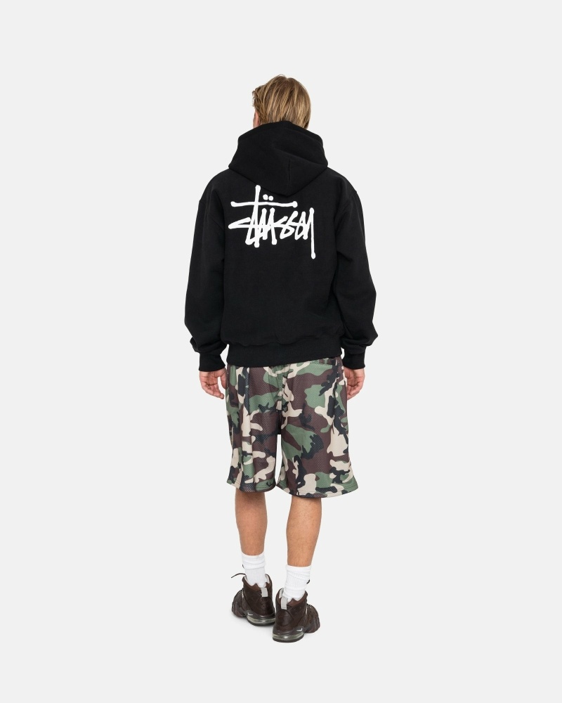 Black Men's Stussy Basic Zip Hoodies | AU0000016