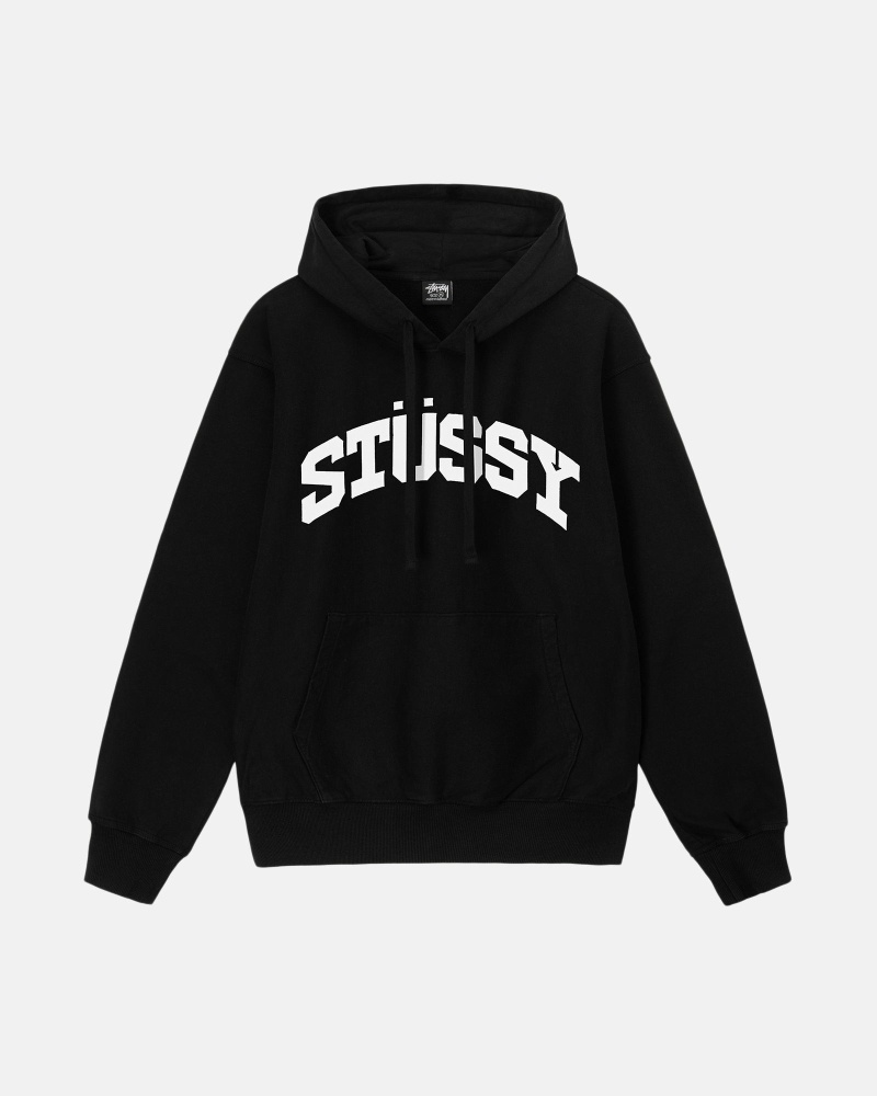 Black Men\'s Stussy Block Sport Pigment Dyed Hoodies | AU0000020