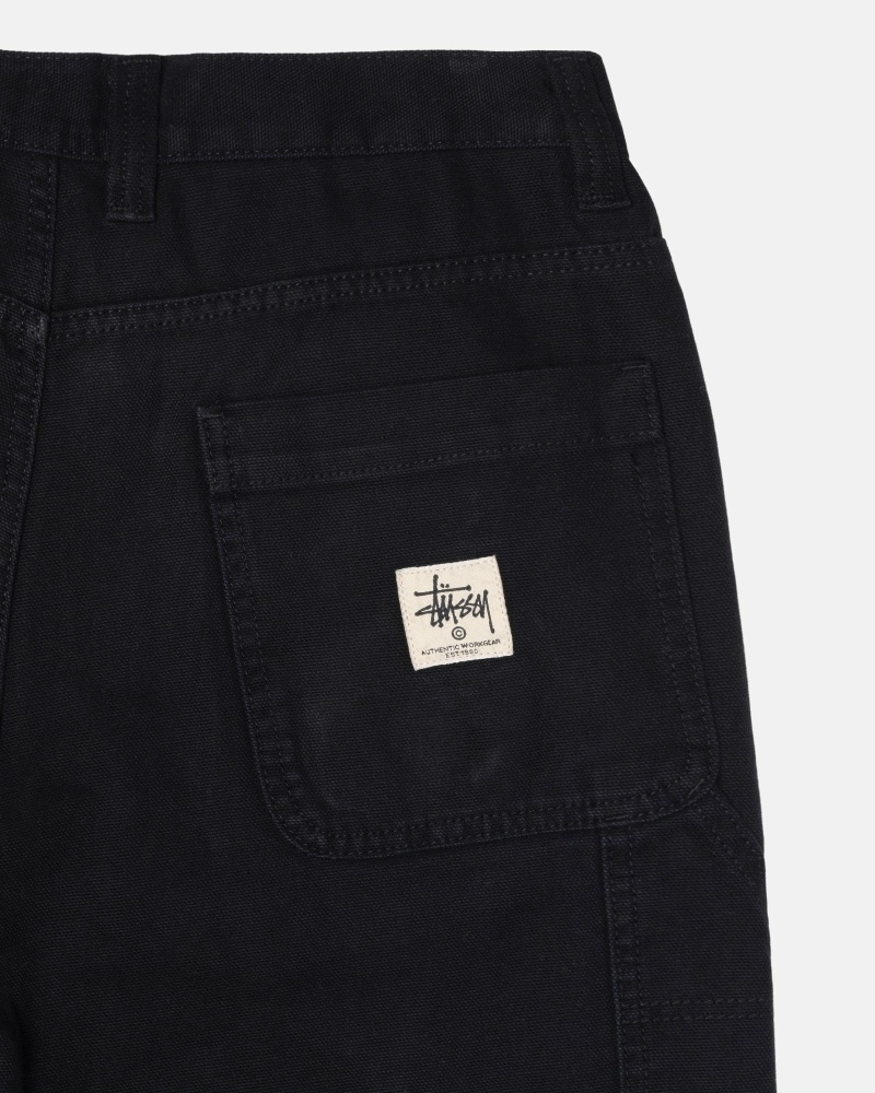 Black Men's Stussy Canvas Work Pants | AU0000551