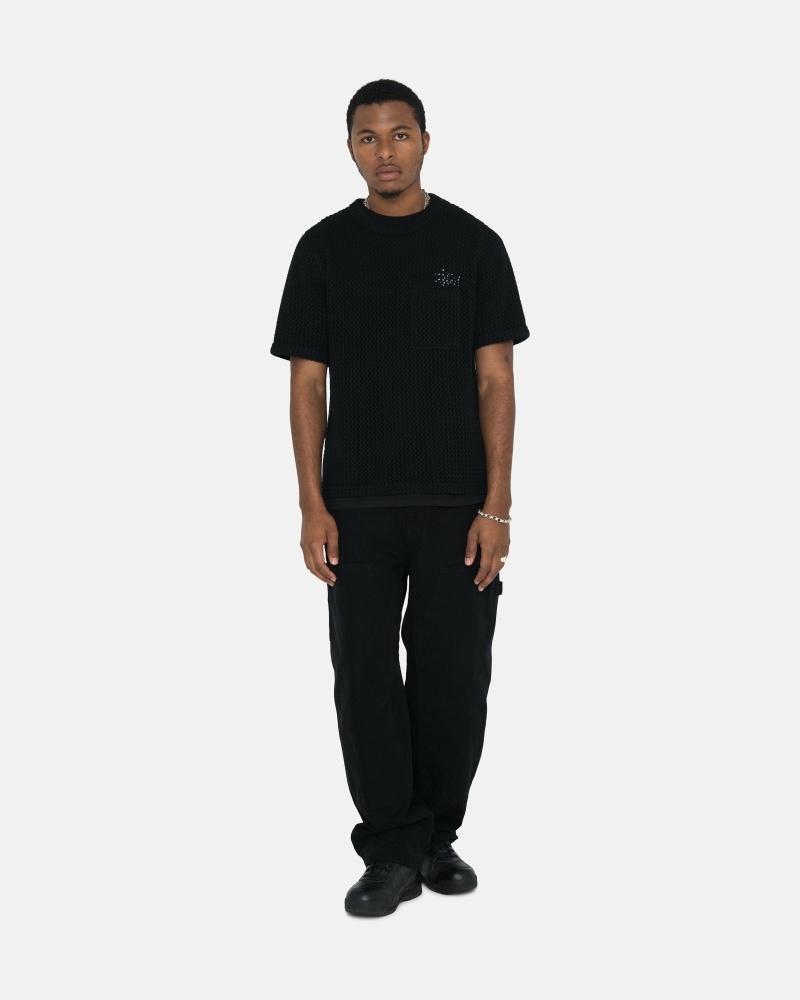 Black Men's Stussy Canvas Work Pants | AU0000551