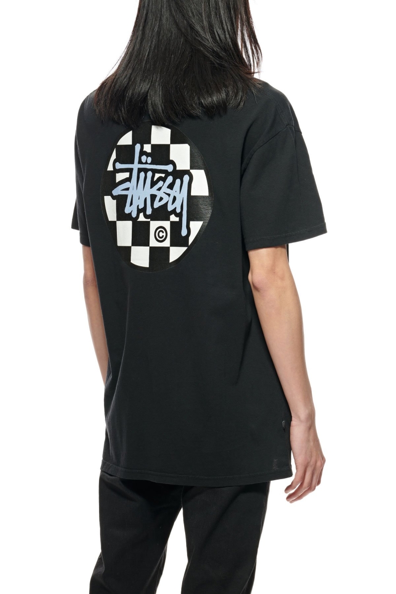 Black Men's Stussy Chequer Dot SS T Shirts | AU0000119