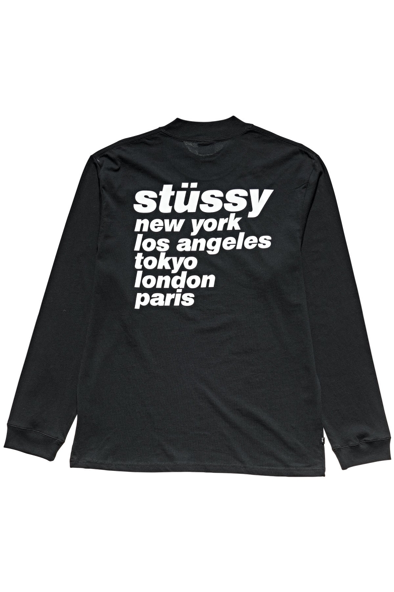 Black Men's Stussy Cities Sweatshirts | AU0000903