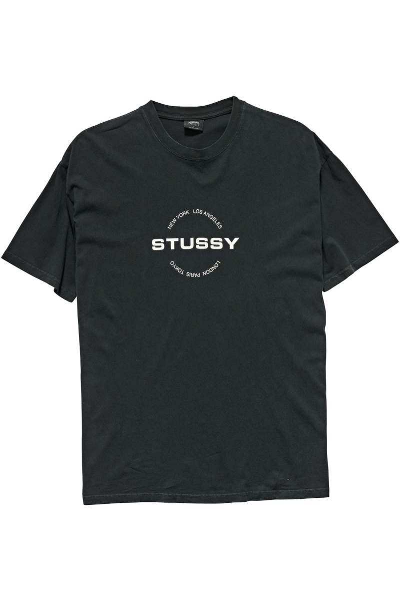 Black Men\'s Stussy City Circle SS T Shirts | AU0000121