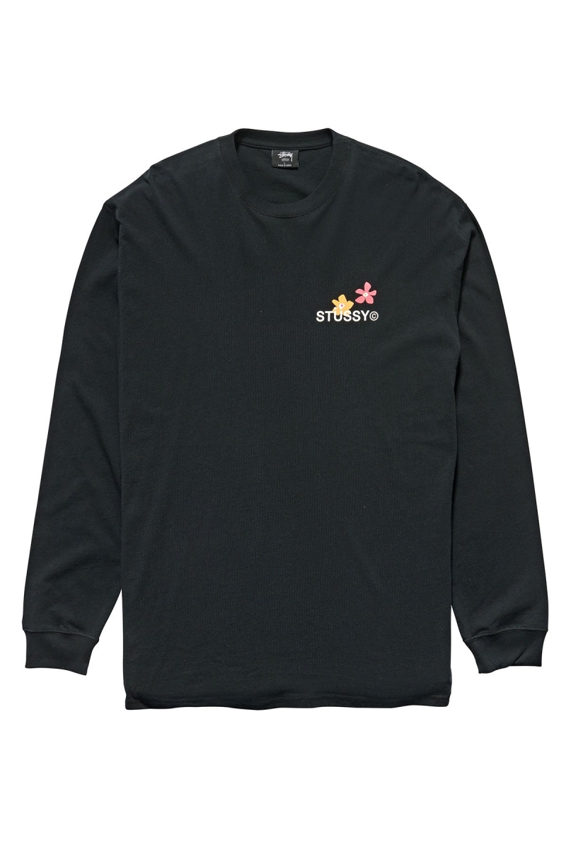 Black Men's Stussy City Flowers Sweatshirts | AU0000906