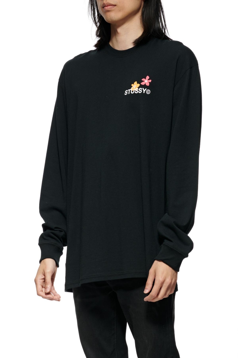 Black Men's Stussy City Flowers Sweatshirts | AU0000906