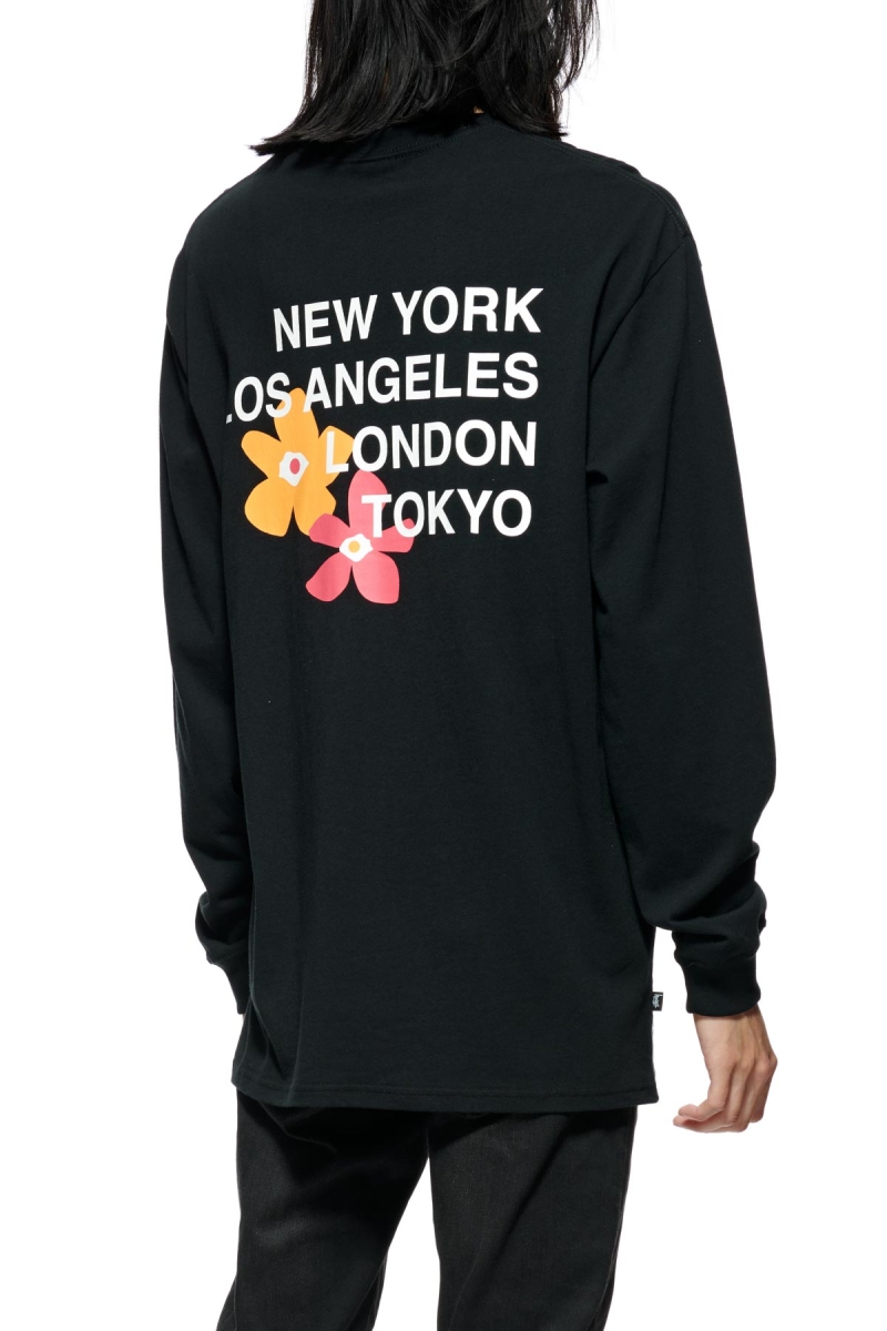 Black Men's Stussy City Flowers Sweatshirts | AU0000906