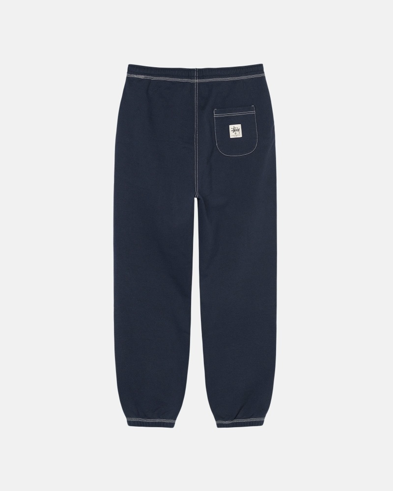 Black Men's Stussy Contrast Stitch Label Pant Sweatpants | AU0000876