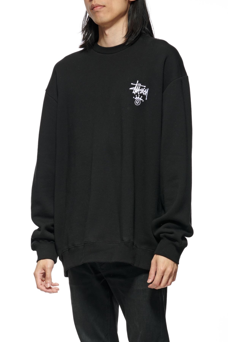 Black Men's Stussy Copyright Crown Crew Sweaters | AU0000828