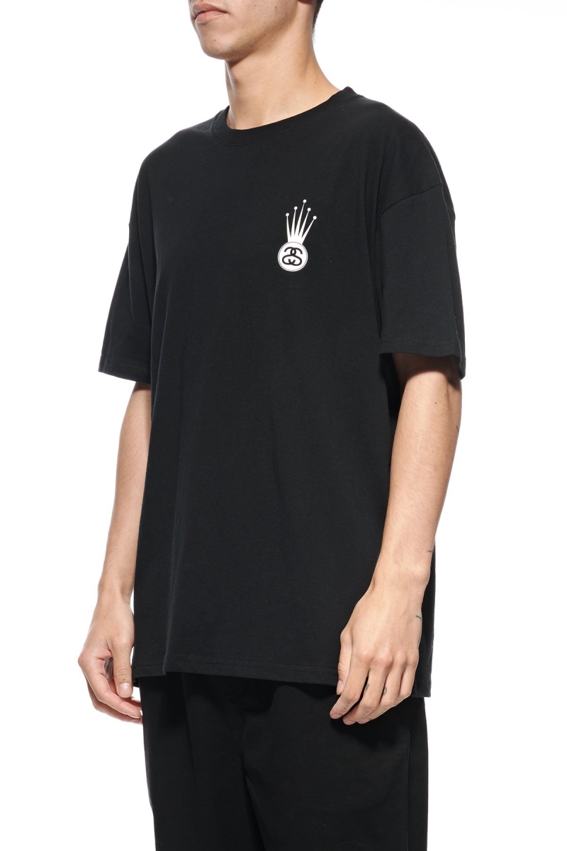 Black Men's Stussy Crown Link SS T Shirts | AU0000145