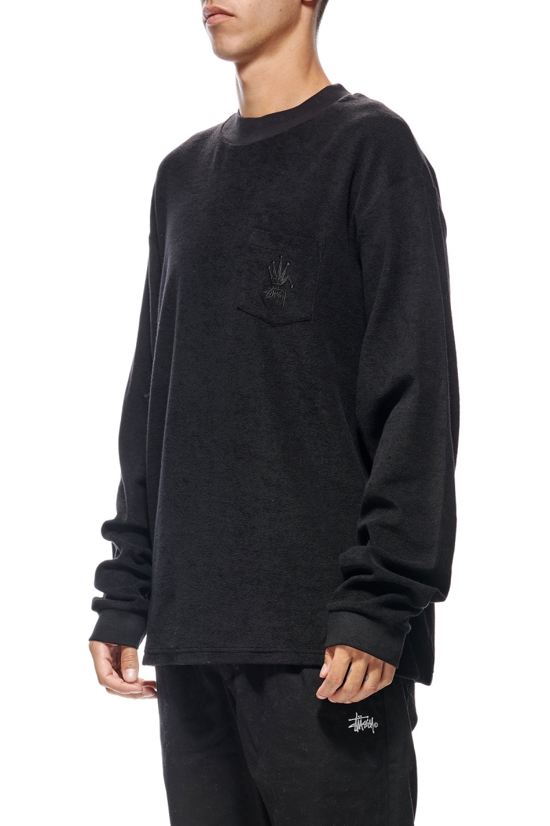 Black Men's Stussy Crown Terry Sweatshirts | AU0000911