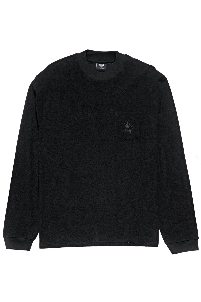 Black Men\'s Stussy Crown Terry Sweatshirts | AU0000911