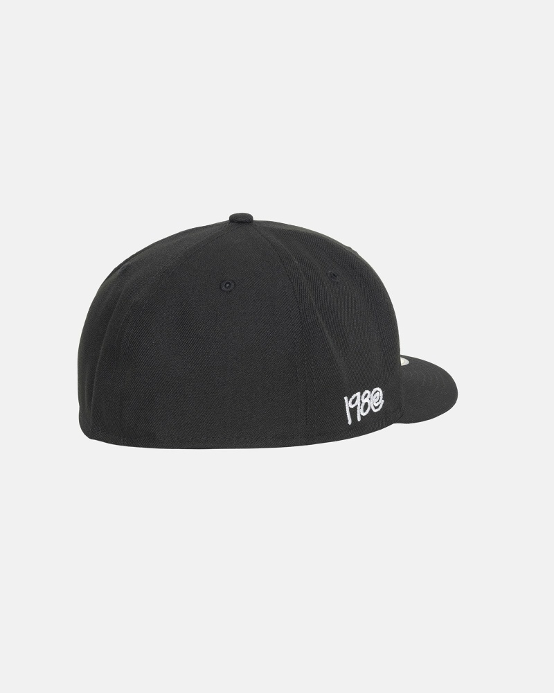 Black Men's Stussy Curly S 59Fifty New Era Caps | AU0000431