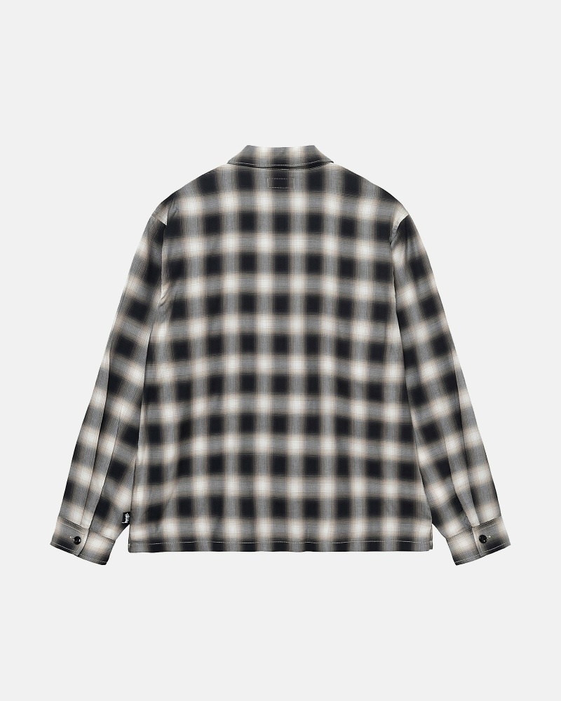 Black Men's Stussy Eddie Plaid Zip Shirts | AU0000304