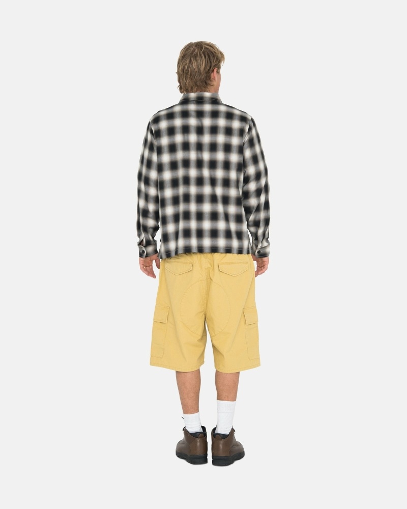 Black Men's Stussy Eddie Plaid Zip Shirts | AU0000304