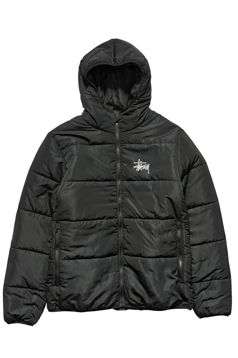 Black Men\'s Stussy Graffiti Lightweight Puffa Jackets | AU0000342