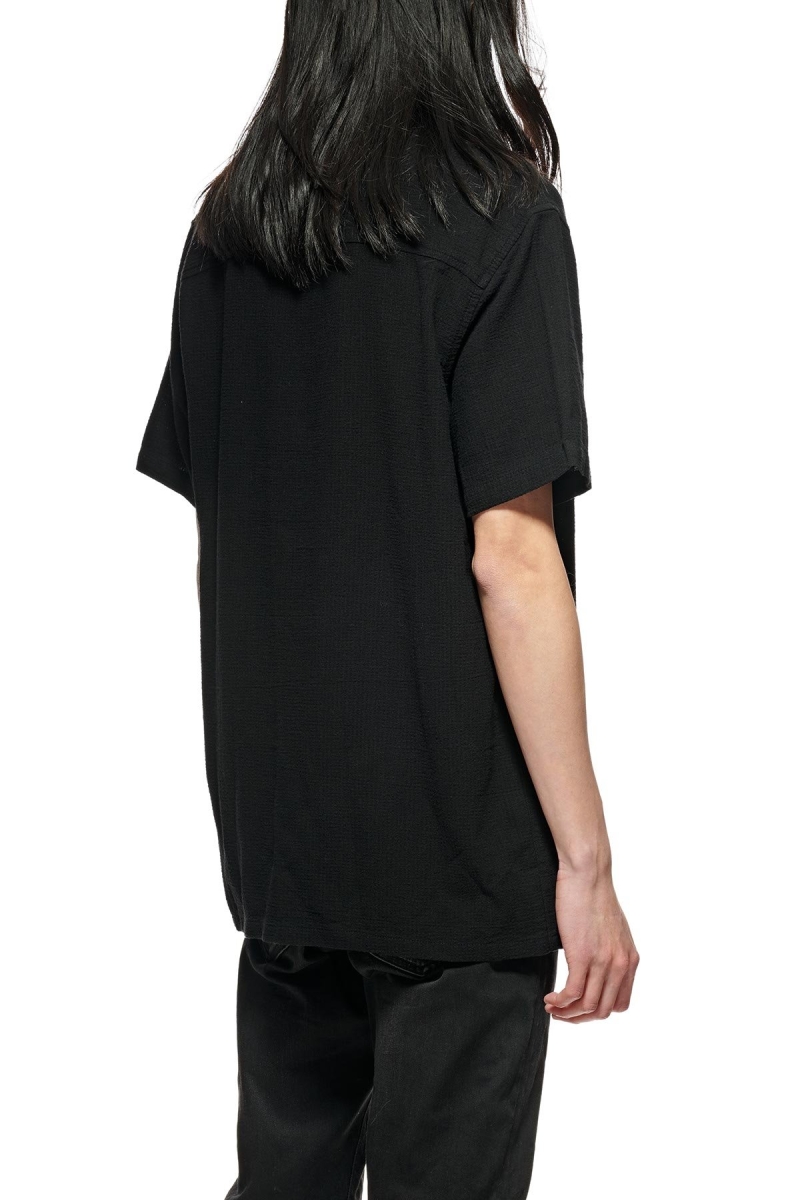 Black Men's Stussy Grid Seersucker Shirts | AU0000311