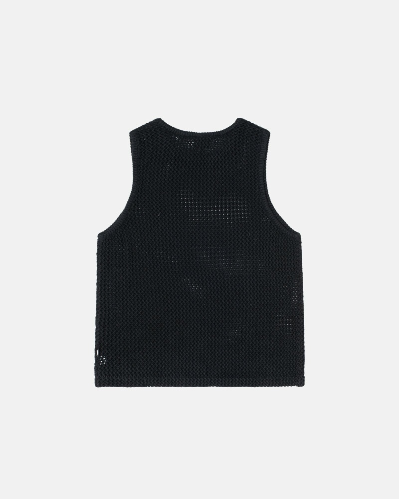 Black Men's Stussy O'Dyed Heavyweight Mesh Tanks | AU0000967