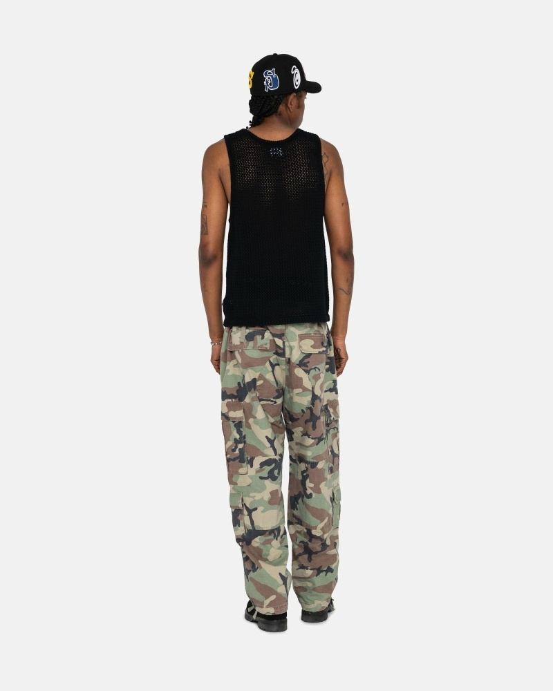 Black Men's Stussy O'Dyed Heavyweight Mesh Tanks | AU0000967