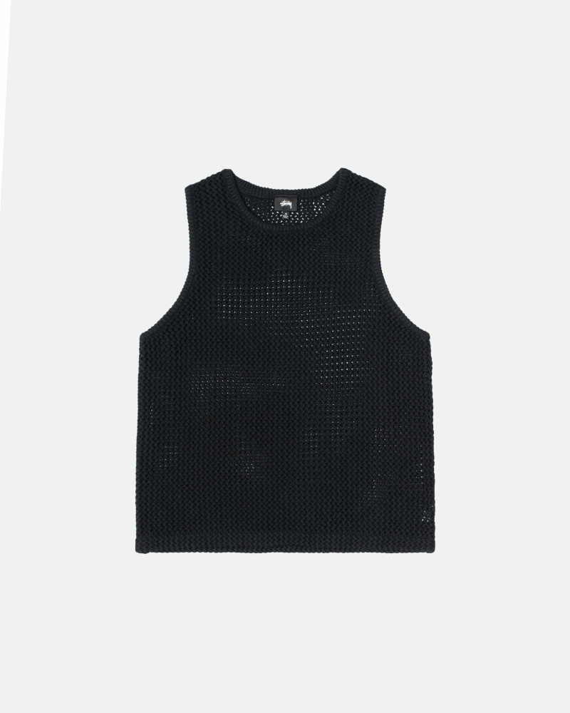 Black Men\'s Stussy O\'Dyed Heavyweight Mesh Tanks | AU0000967