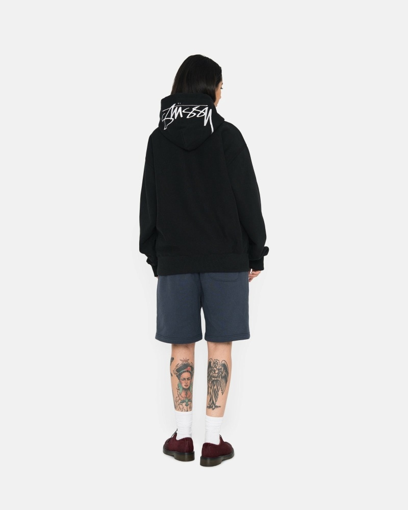 Black Men's Stussy Overdyed Stock Logo Shorts | AU0000655