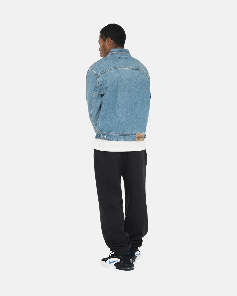 Black Men's Stussy Overdyed Stock Logo Sweatpants | AU0000885