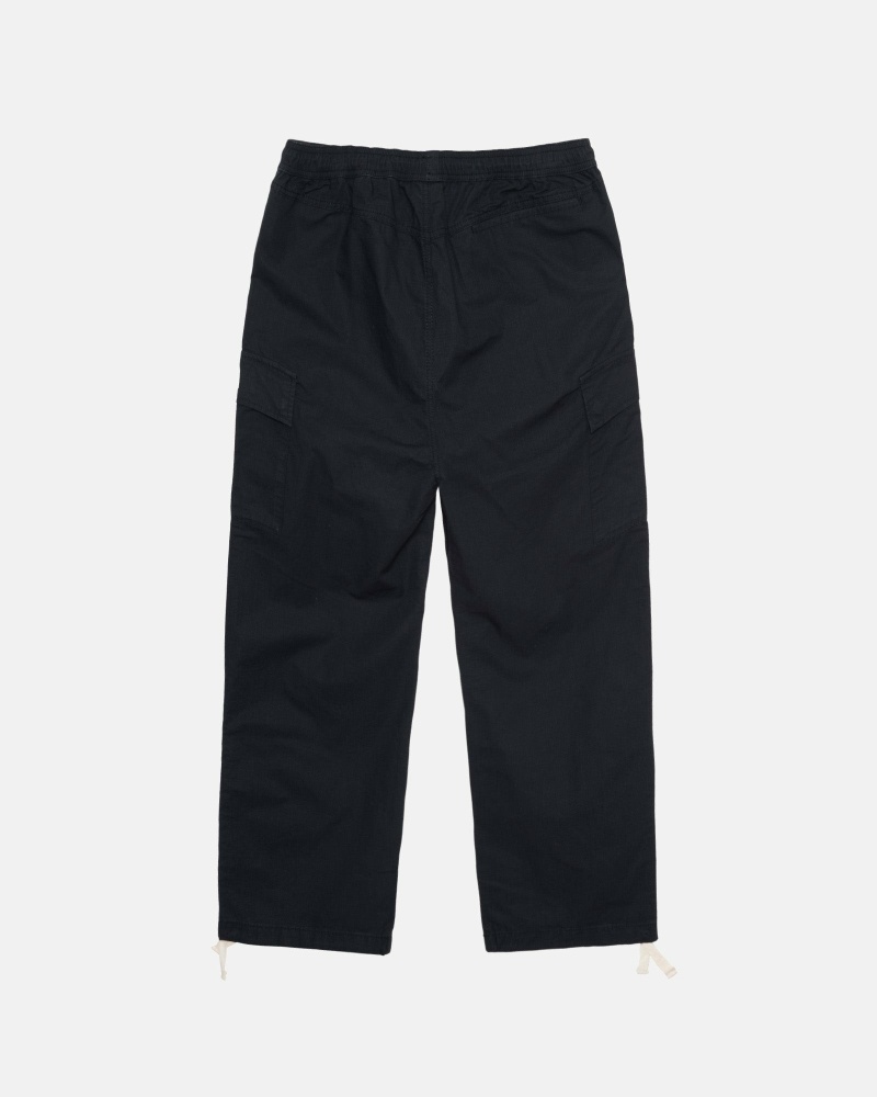 Black Men's Stussy Ripstop Cargo Beach Pants | AU0000587