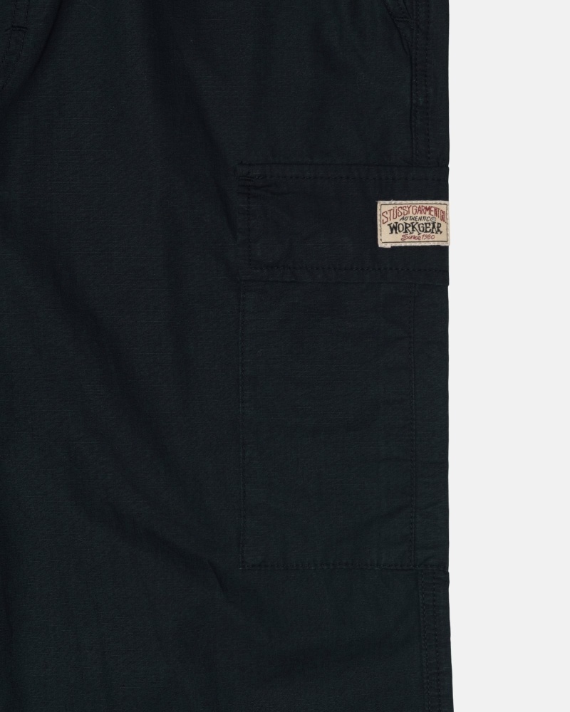 Black Men's Stussy Ripstop Cargo Beach Pants | AU0000587