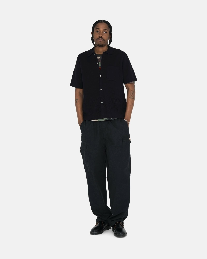 Black Men's Stussy Ripstop Cargo Beach Pants | AU0000587