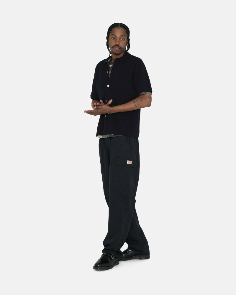 Black Men's Stussy Ripstop Cargo Beach Pants | AU0000587