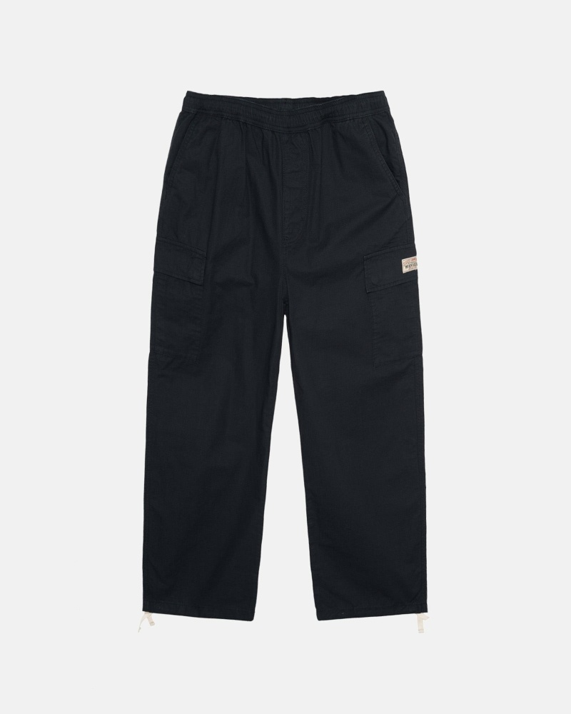 Black Men\'s Stussy Ripstop Cargo Beach Pants | AU0000587