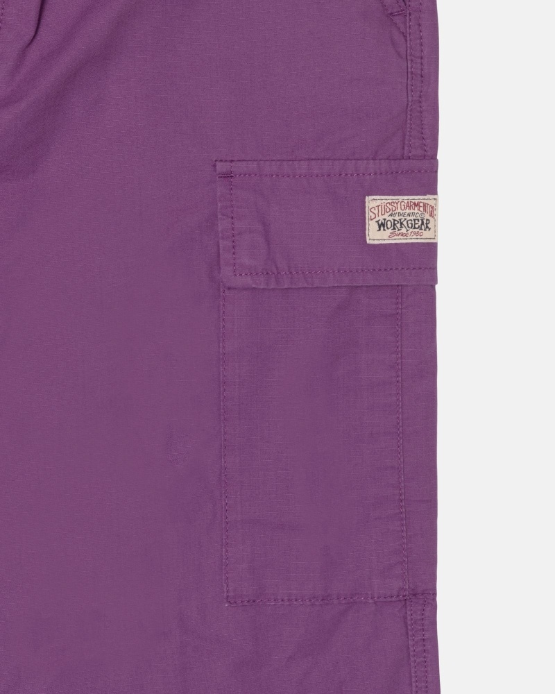 Black Men's Stussy Ripstop Cargo Beach Pants | AU0000588