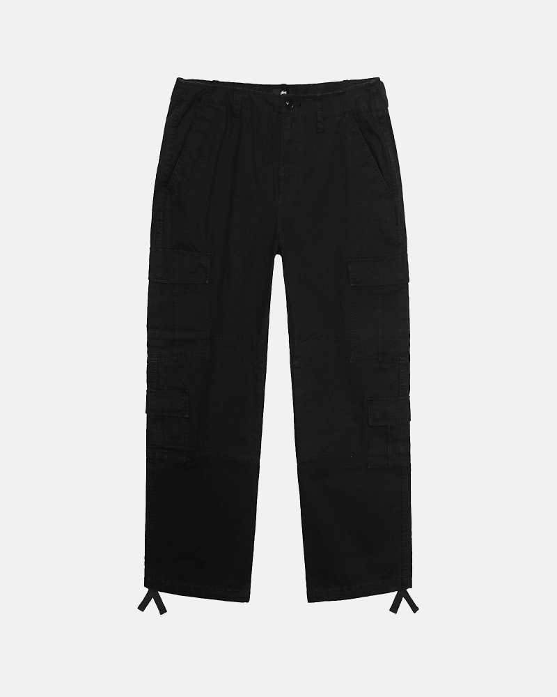 Black Men\'s Stussy Ripstop Surplus Cargo Pants | AU0000590