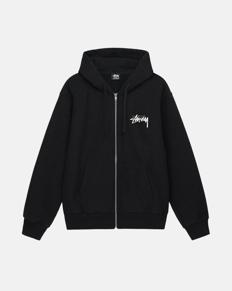 Black Men's Stussy Sara Zip Hoodies | AU0000060