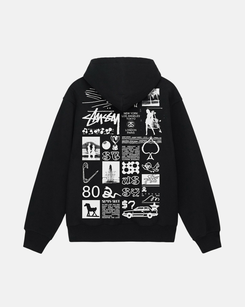 Black Men\'s Stussy Sara Zip Hoodies | AU0000060