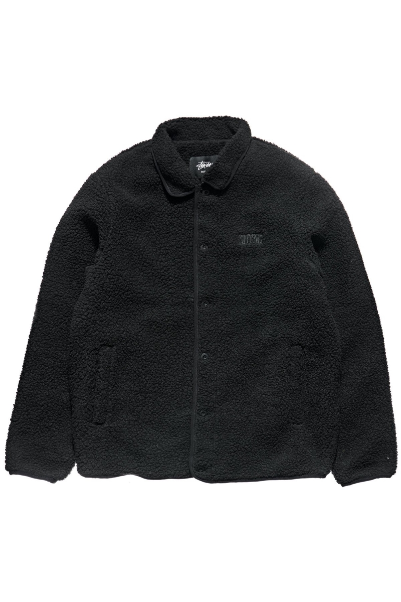 Black Men\'s Stussy Sherpa Button Down Jackets | AU0000357