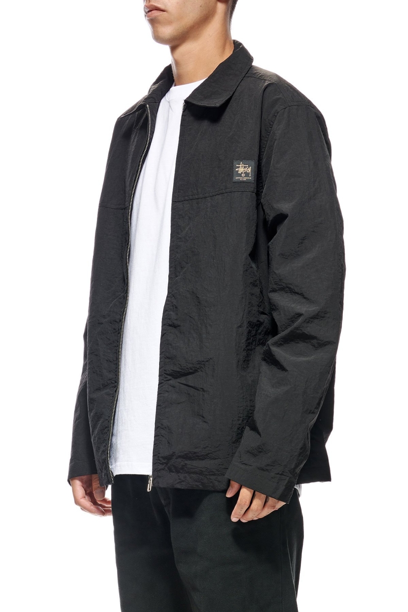 Black Men's Stussy Sid Taslon Jackets | AU0000360