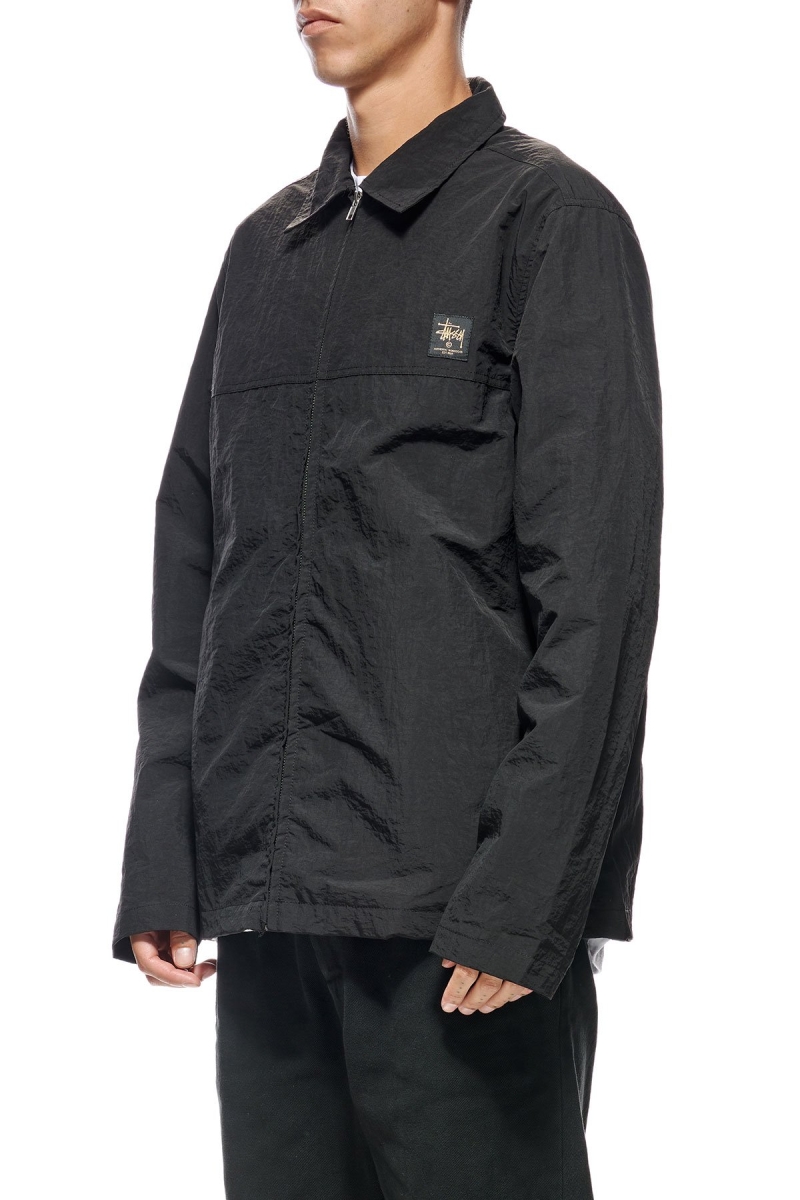 Black Men's Stussy Sid Taslon Jackets | AU0000360