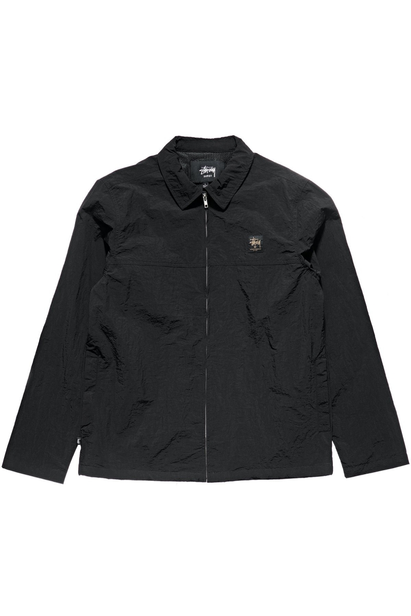 Black Men\'s Stussy Sid Taslon Jackets | AU0000360